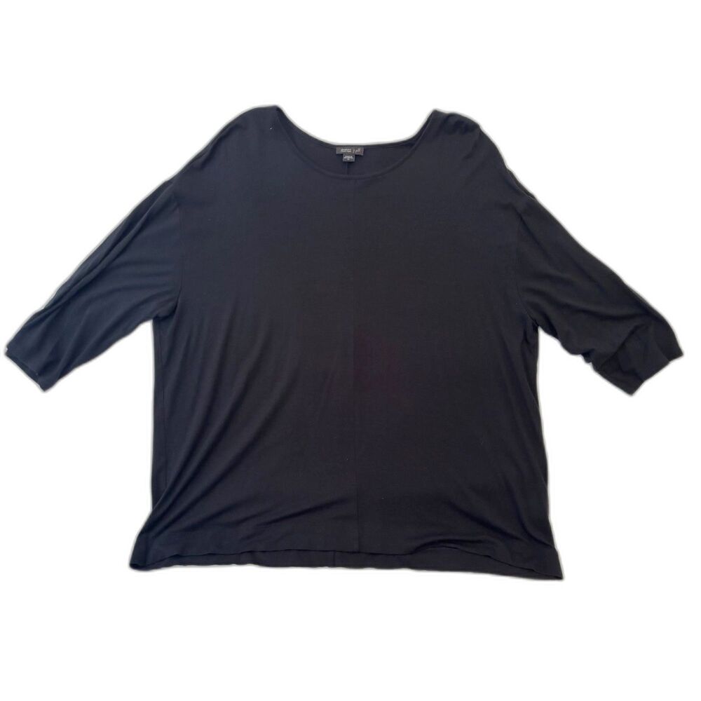 J. Jill Wearever Top XL Black Solid 3/4 Sleeve Scoop Neck Stretch Knit Soft